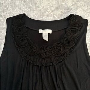 Design History Black Sleeveless Top with Rosette Detail